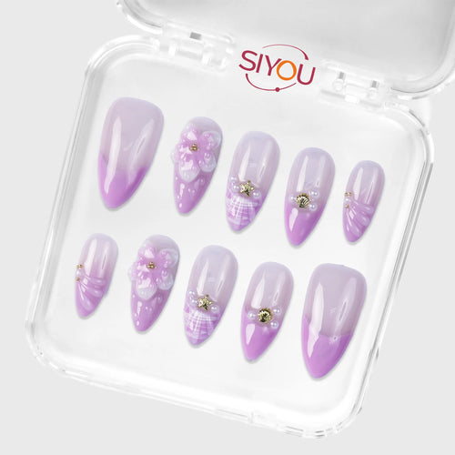 SIYOU Pearl Tide press-on nails angle view