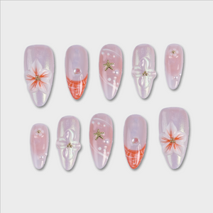 Hibiscus Spritz press-on nails by SIYOU NAILS
