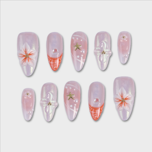 Hibiscus Spritz press-on nails by SIYOU NAILS
