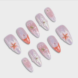 Hibiscus Spritz press-on nails by SIYOU NAILS